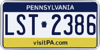PA license plate LST2386