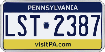 PA license plate LST2387