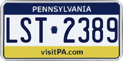 PA license plate LST2389