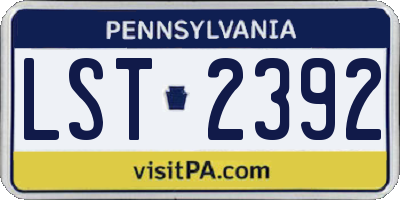 PA license plate LST2392
