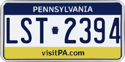 PA license plate LST2394