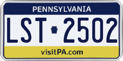 PA license plate LST2502