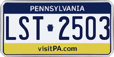 PA license plate LST2503