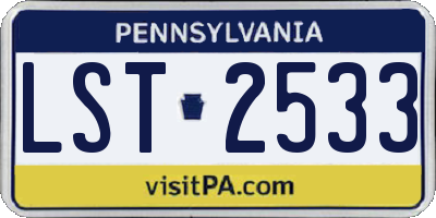 PA license plate LST2533