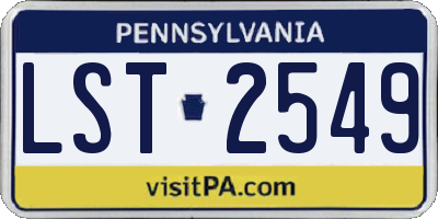 PA license plate LST2549