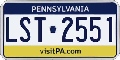PA license plate LST2551