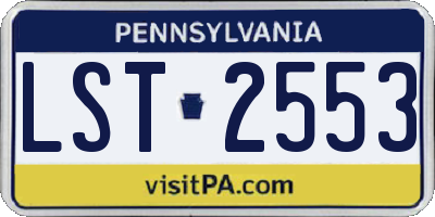 PA license plate LST2553