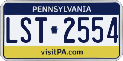 PA license plate LST2554