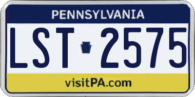 PA license plate LST2575