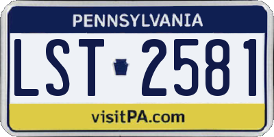 PA license plate LST2581