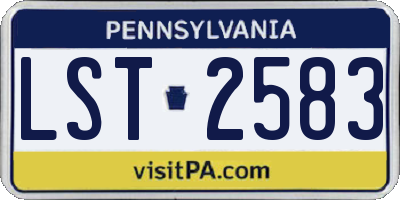 PA license plate LST2583