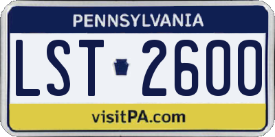 PA license plate LST2600