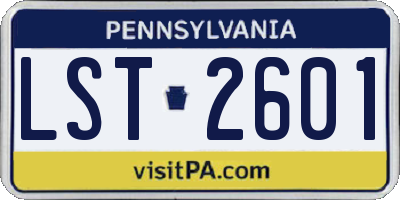 PA license plate LST2601