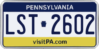 PA license plate LST2602