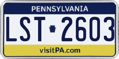 PA license plate LST2603