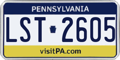 PA license plate LST2605