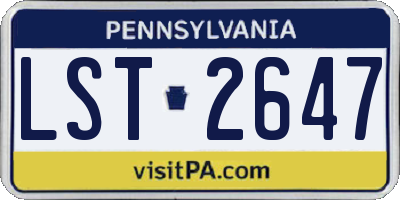 PA license plate LST2647