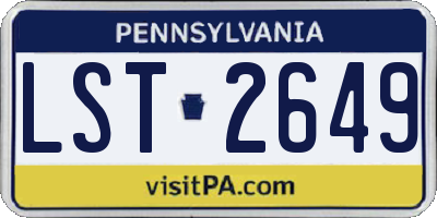PA license plate LST2649