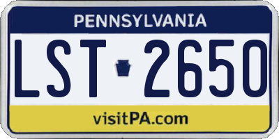 PA license plate LST2650