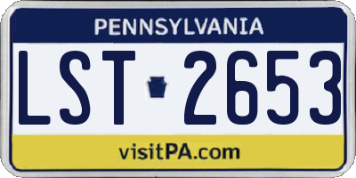 PA license plate LST2653