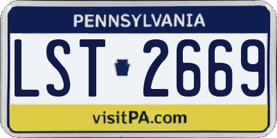 PA license plate LST2669