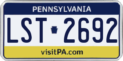 PA license plate LST2692