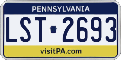 PA license plate LST2693