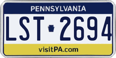 PA license plate LST2694