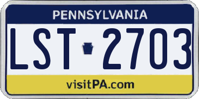 PA license plate LST2703