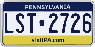 PA license plate LST2726