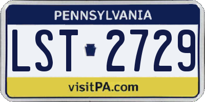 PA license plate LST2729