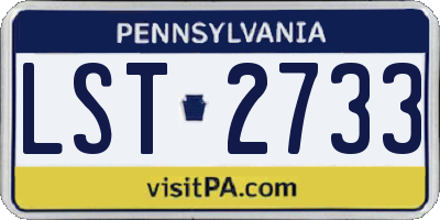 PA license plate LST2733