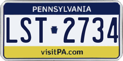 PA license plate LST2734