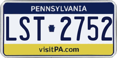PA license plate LST2752
