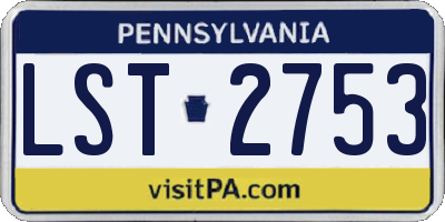 PA license plate LST2753