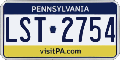 PA license plate LST2754