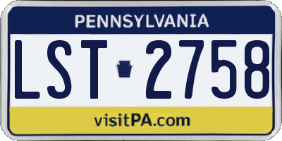 PA license plate LST2758