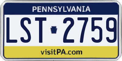 PA license plate LST2759