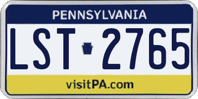 PA license plate LST2765