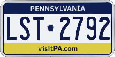 PA license plate LST2792