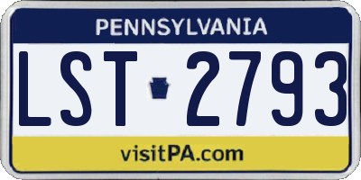 PA license plate LST2793