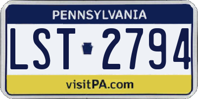PA license plate LST2794