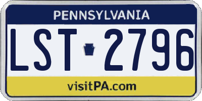 PA license plate LST2796