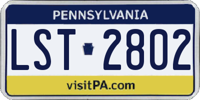PA license plate LST2802