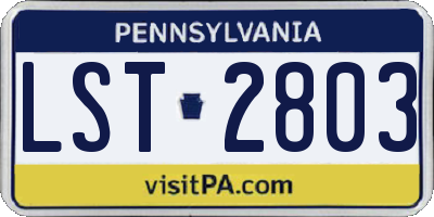 PA license plate LST2803