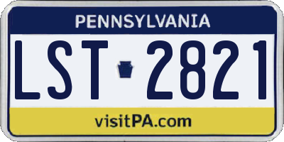 PA license plate LST2821
