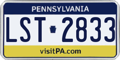 PA license plate LST2833