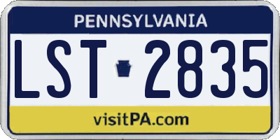 PA license plate LST2835