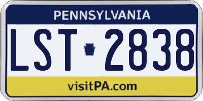 PA license plate LST2838