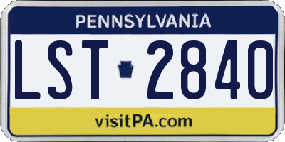 PA license plate LST2840